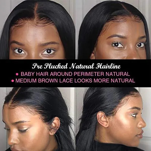 Brazilian straight front lace wig human hair black 4x1 lace 30 inch length