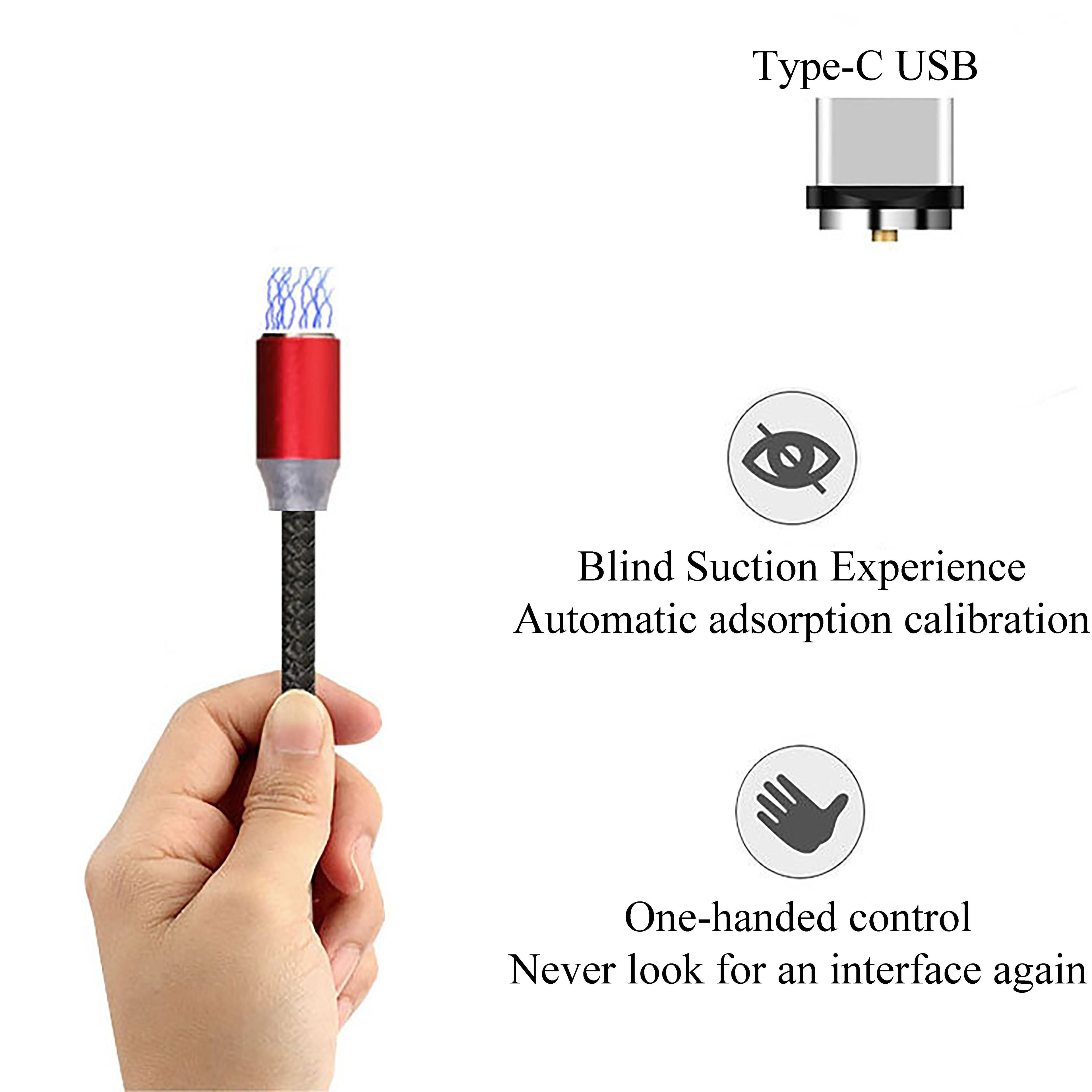 Android Type C three-in-one magnetic suction head charging cable 1m silver