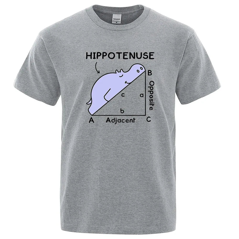 Cotton t-shirt with humorous Hippotenuse Opposite Adjacent printed design in loose fit style