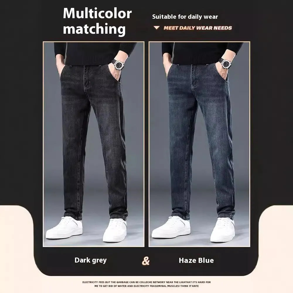Slim straight casual trousers in black and blue grey colours with micro-elastic fabric