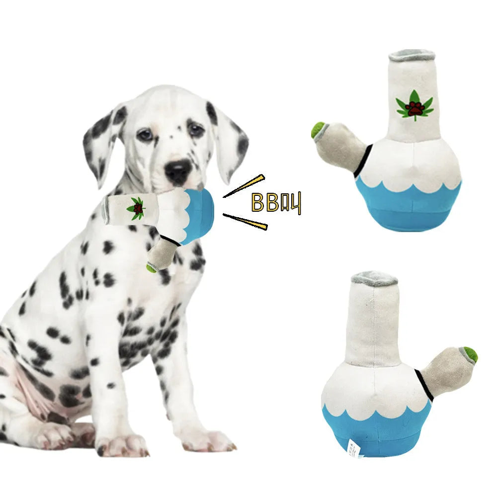 24cm kettle-shaped plush dog toy with sound feature in picture style pattern