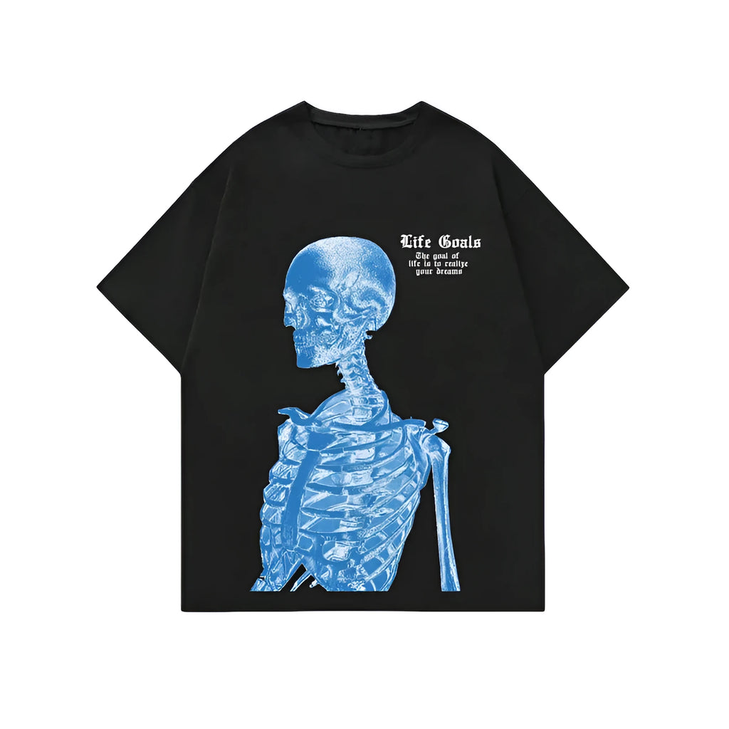 Men's short-sleeved casual T-shirt with a digital printed pattern, made from polyester fabric.