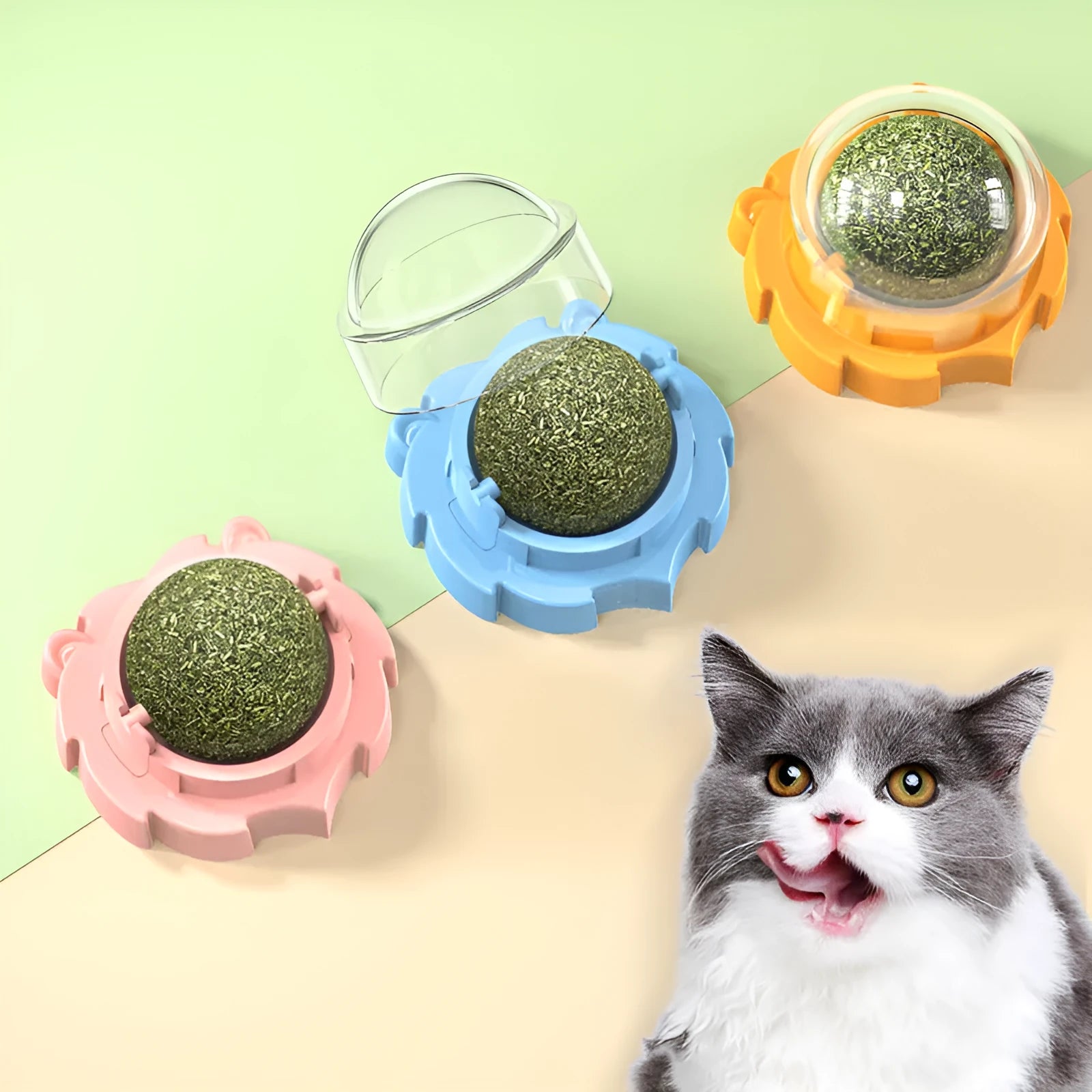 Orange molar-shaped cat toy with dental cleaning ridges and catnip infusion