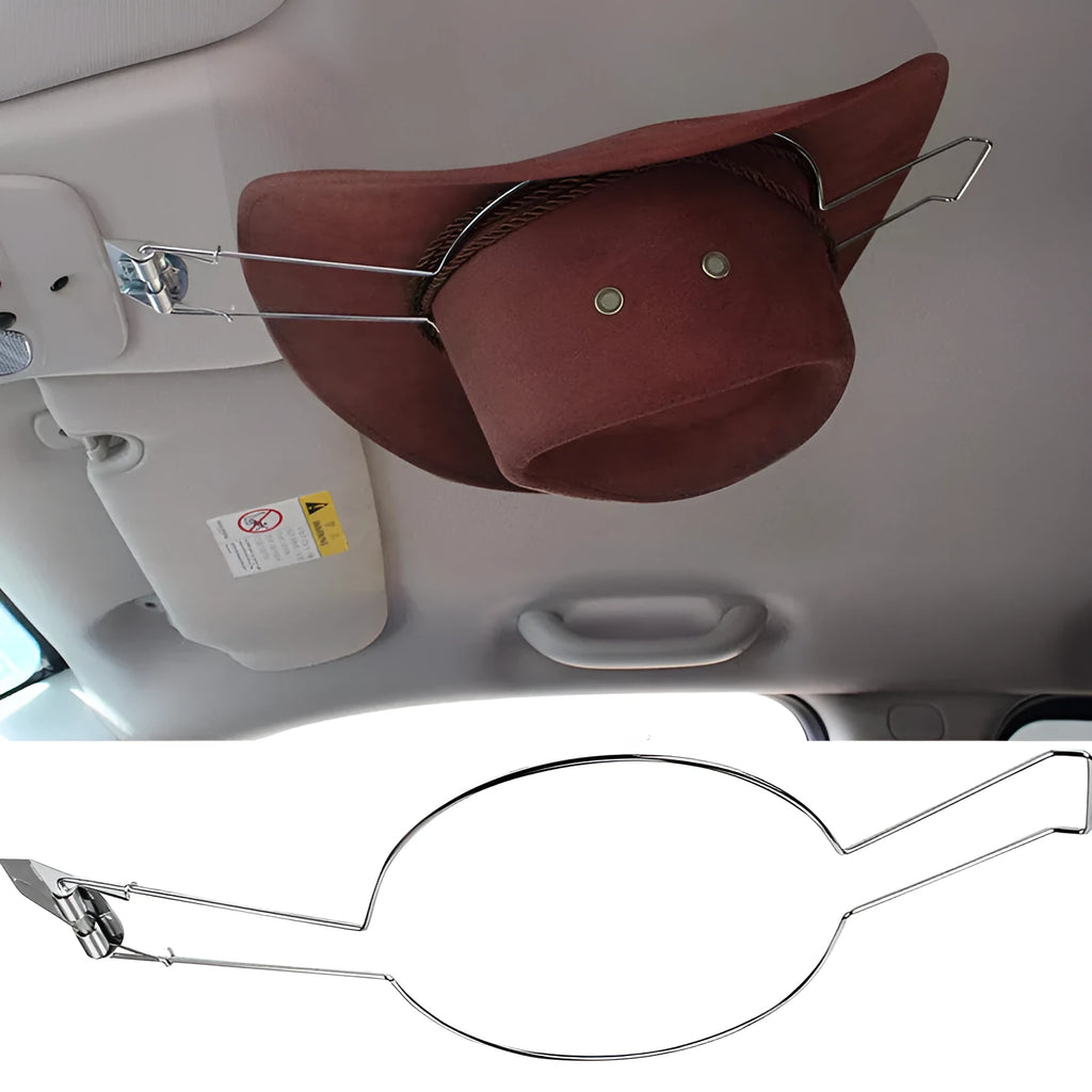 A brown car hat stand with a chrome-plated metal finish for hanging coats and hats.