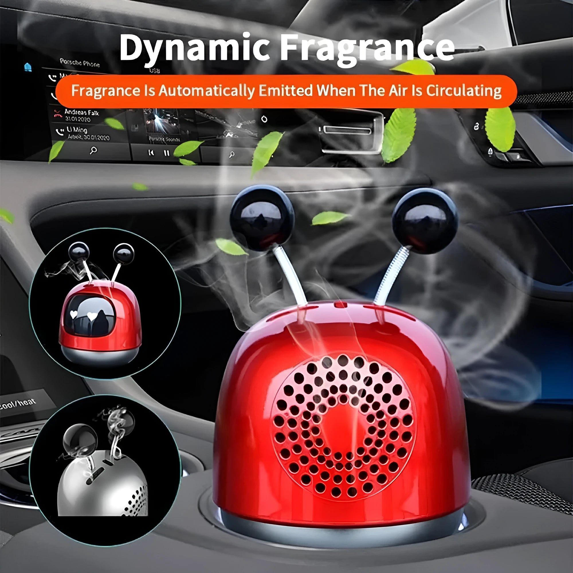 Robot-shaped car vent aromatherapy decoration with 40ml capacity in three flavour variants