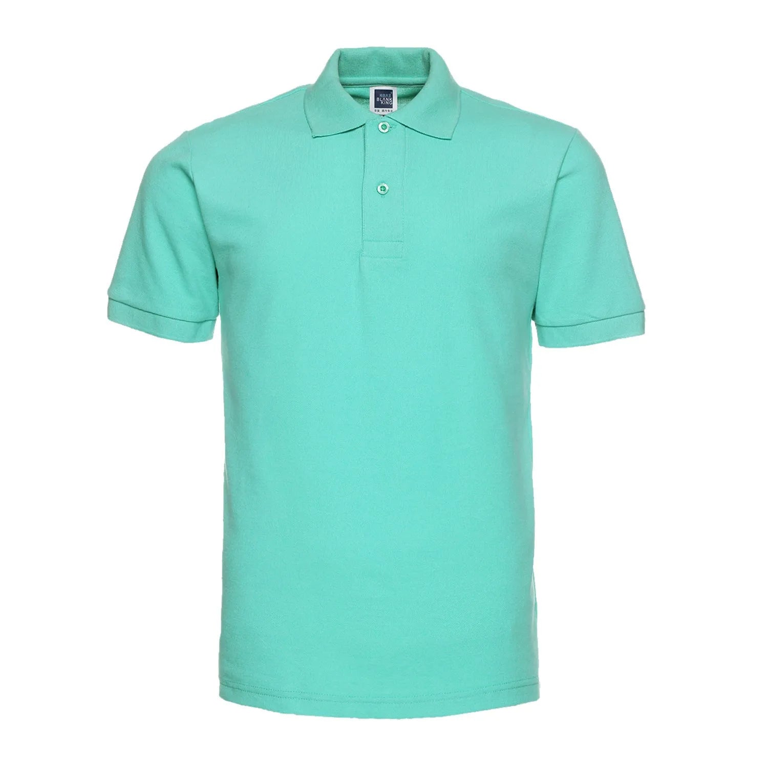 Solid colour lapel short sleeve polo shirt in cotton blend fabric available in multiple colours and plus sizes