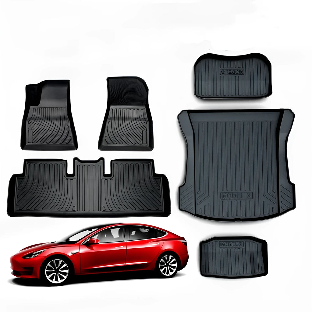 Rubber floor mat set for Tesla Model 3, Model Y, Model S and Model X vehicles