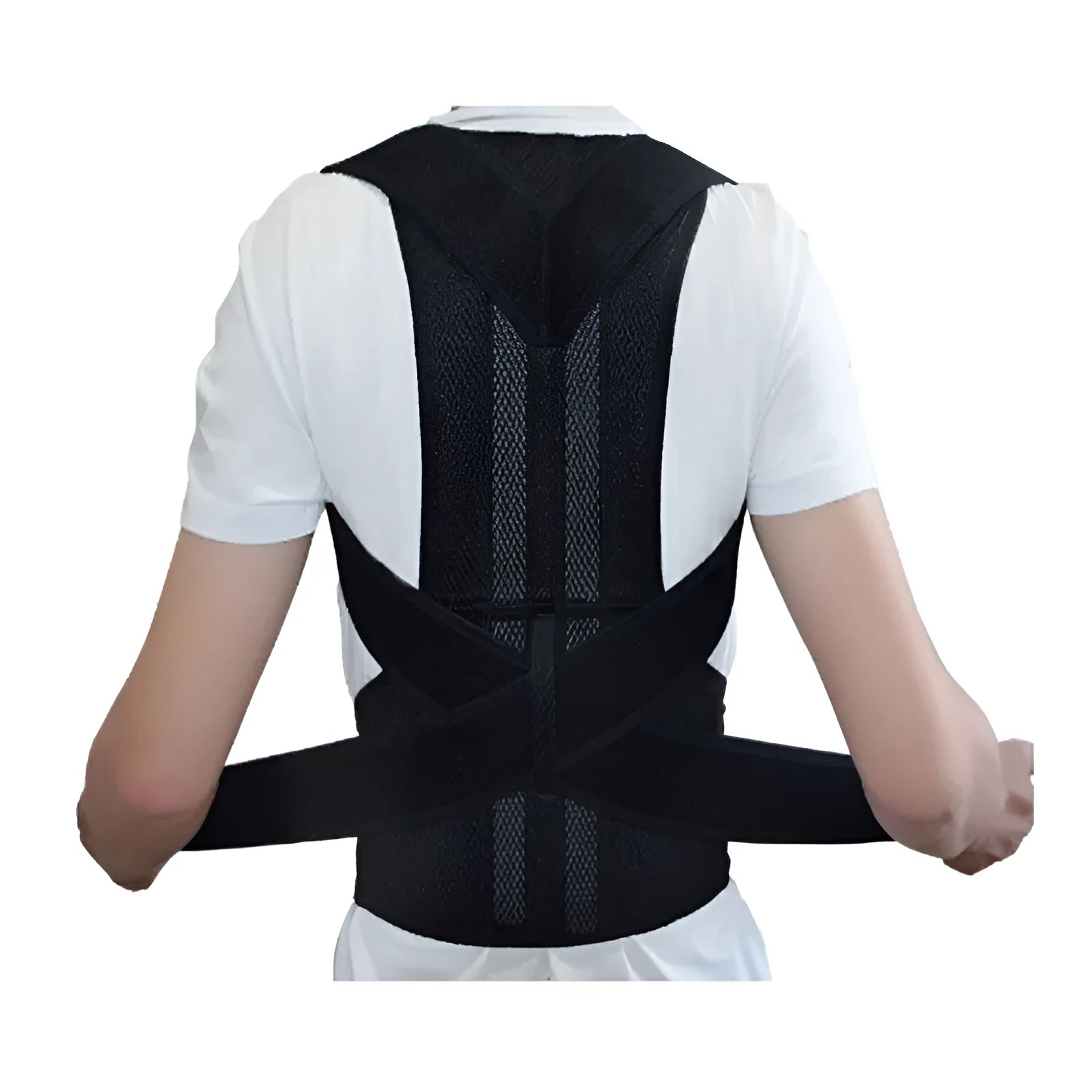 Adjustable spandex Lycra back fixation belt for posture correction in red, blue, and black, sizes S to 5XL