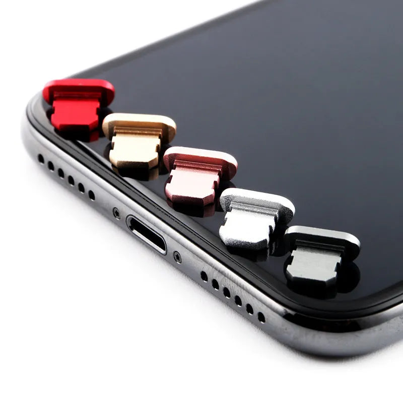 Aluminium alloy iPhone charging port dust plug in metallic gold colour