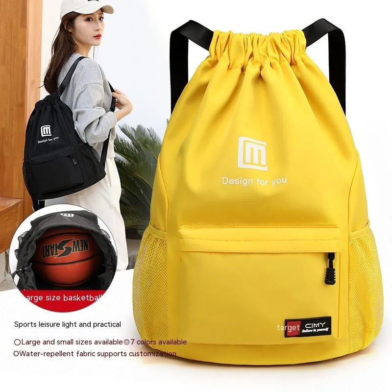 Oxford fabric drawstring backpack in multiple colours with foldable design and shoulder straps