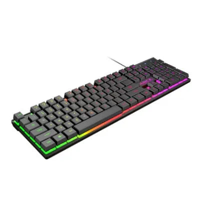 Black USB wired backlit gaming keyboard with frosted keycaps and 1.3 metre cable
