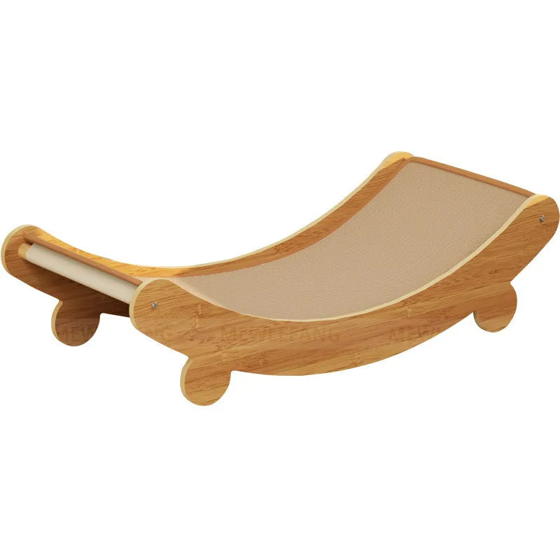 U-shaped sisal cat scratch board lounge chair in pastoral style, showing recliner design