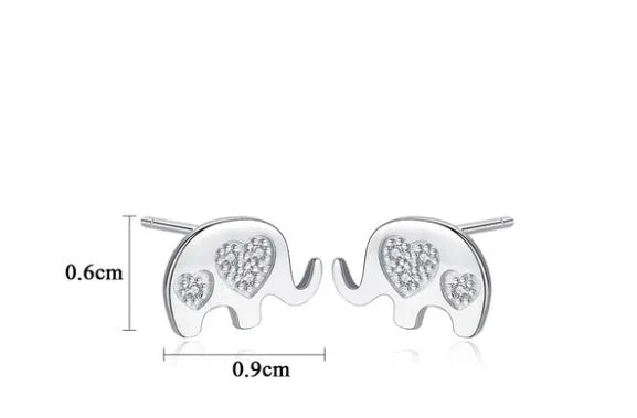 Geometric Korean silver earrings with gemstone setting, measuring 0.6cm by 0.9cm