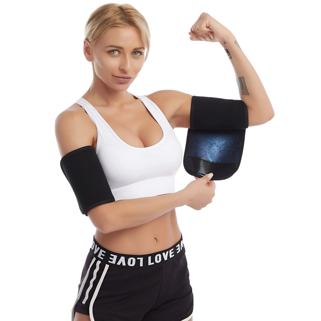 Butterfly arm band fitness exercise sweat band in free size polyester fibre, showing waist support and shaping design