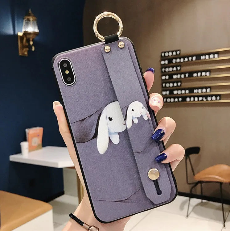 Samsung Galaxy phone case with a flip-out bracket stand on the back, shown in a simple style.