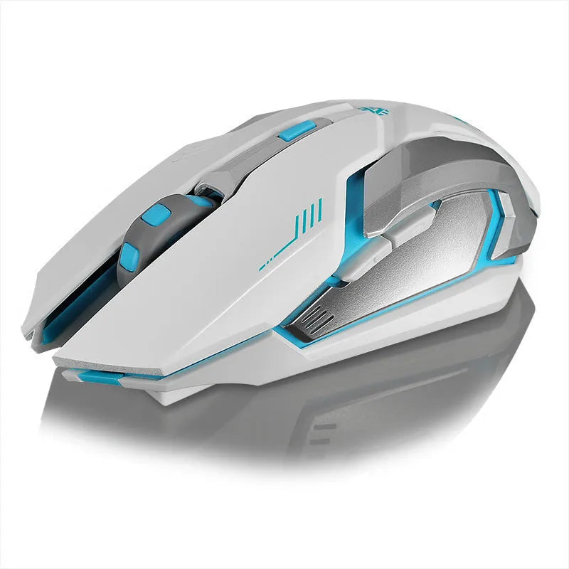 Wireless rechargeable silent luminous mouse in black with USB receiver