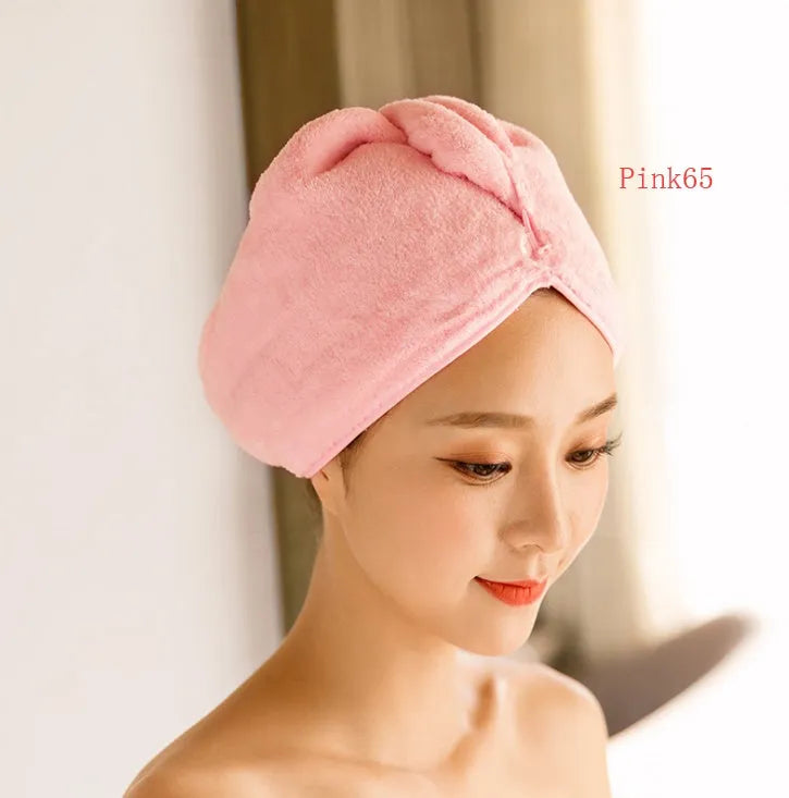Microfiber hair drying cap for women in assorted colours measuring 60cm by 25cm