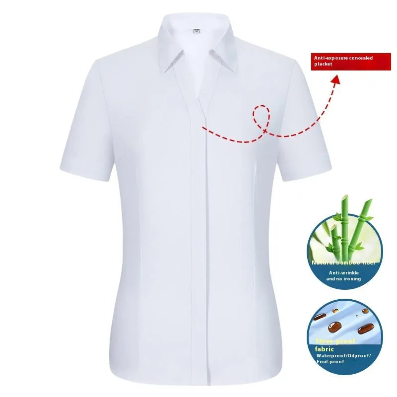 Men's slim fit bamboo fibre shirt with square collar, in a solid colour, showcasing waterproof and stain-resistant fabric.