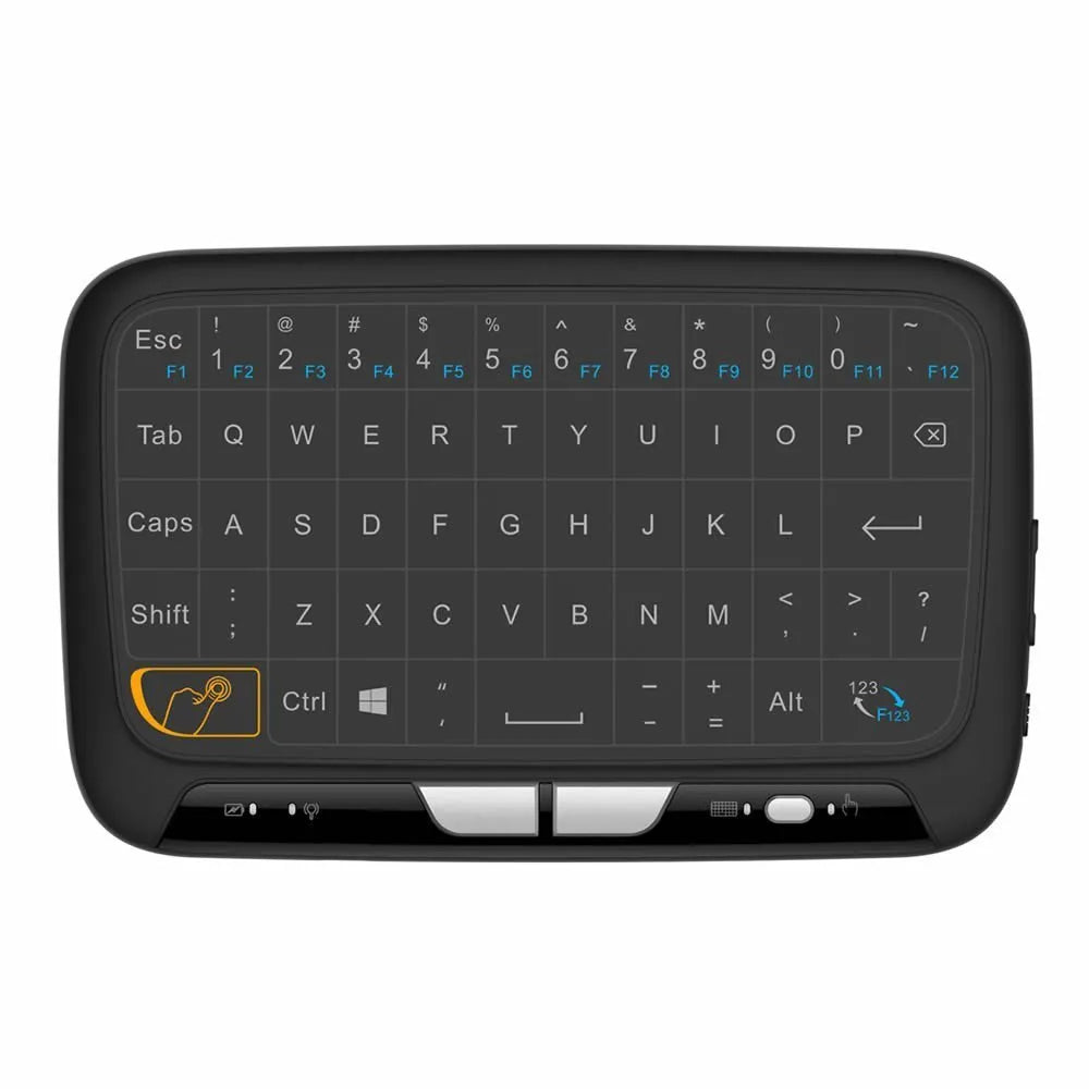 Mini H18 wireless keyboard with touchpad and 2.4GHz USB dongle in black