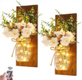 Immortal flower wood wall lamp with petal-shaped glass shade and LED light, remote control included
