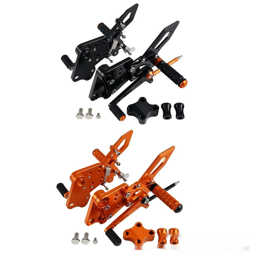 KTM Duke motorcycle black and orange foot pedal support assembly modification kit