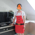 Red Christmas apron with Merry Christmas print for adult and children's kitchen use