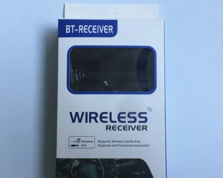 ANBES wireless Bluetooth receiver audio adapter with AUX 3.5mm jack in black for car and home use