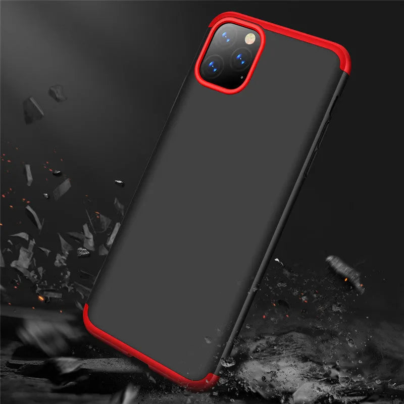 Three-section solid colour PC back cover case for Apple iPhone 11 in black