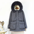 Fur collar down jacket with white duck down filling, hood, slim fit, available in five colours