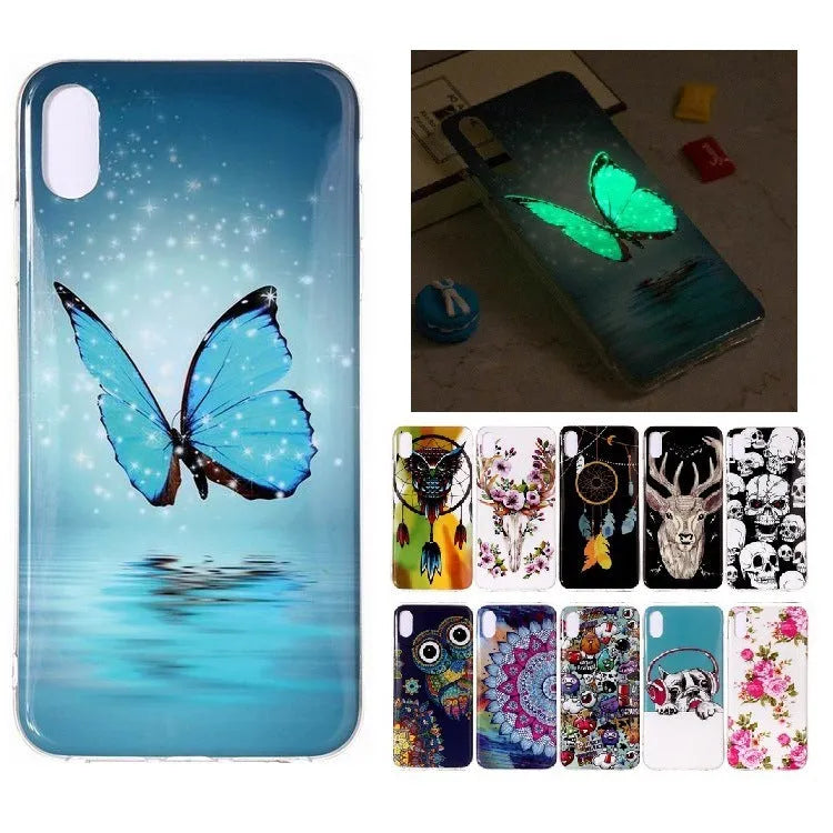 IMD TPU luminous phone case with glow-in-the-dark cartoon butterfly design for iPhone models