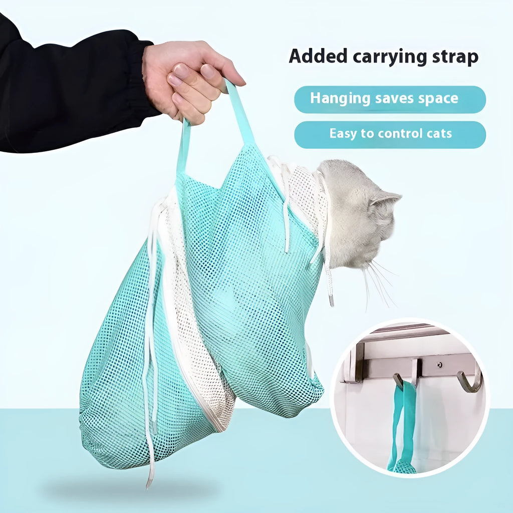 Fifth-generation upgraded cat grooming bag in pink white colour with detachable design for pet washing