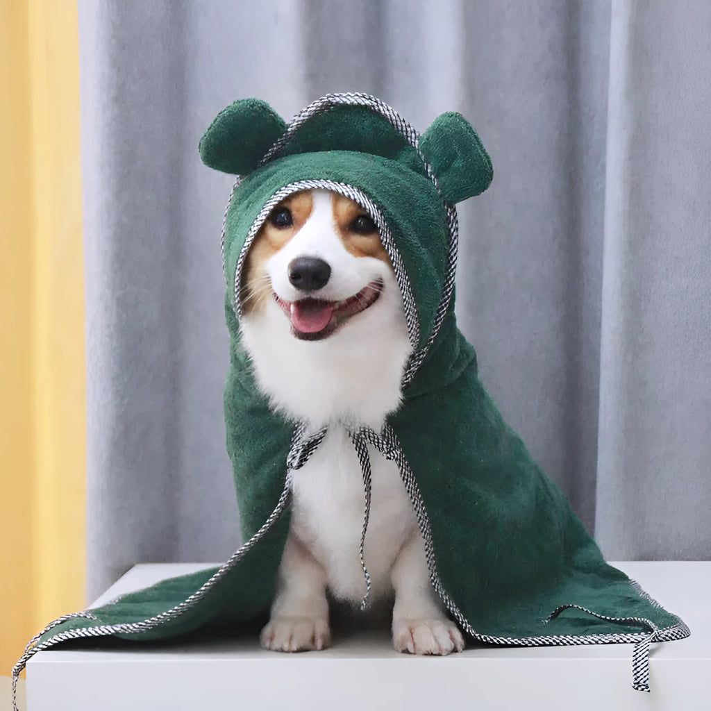 Grey and green ultra fine fibre pet towels for dogs and cats in three sizes