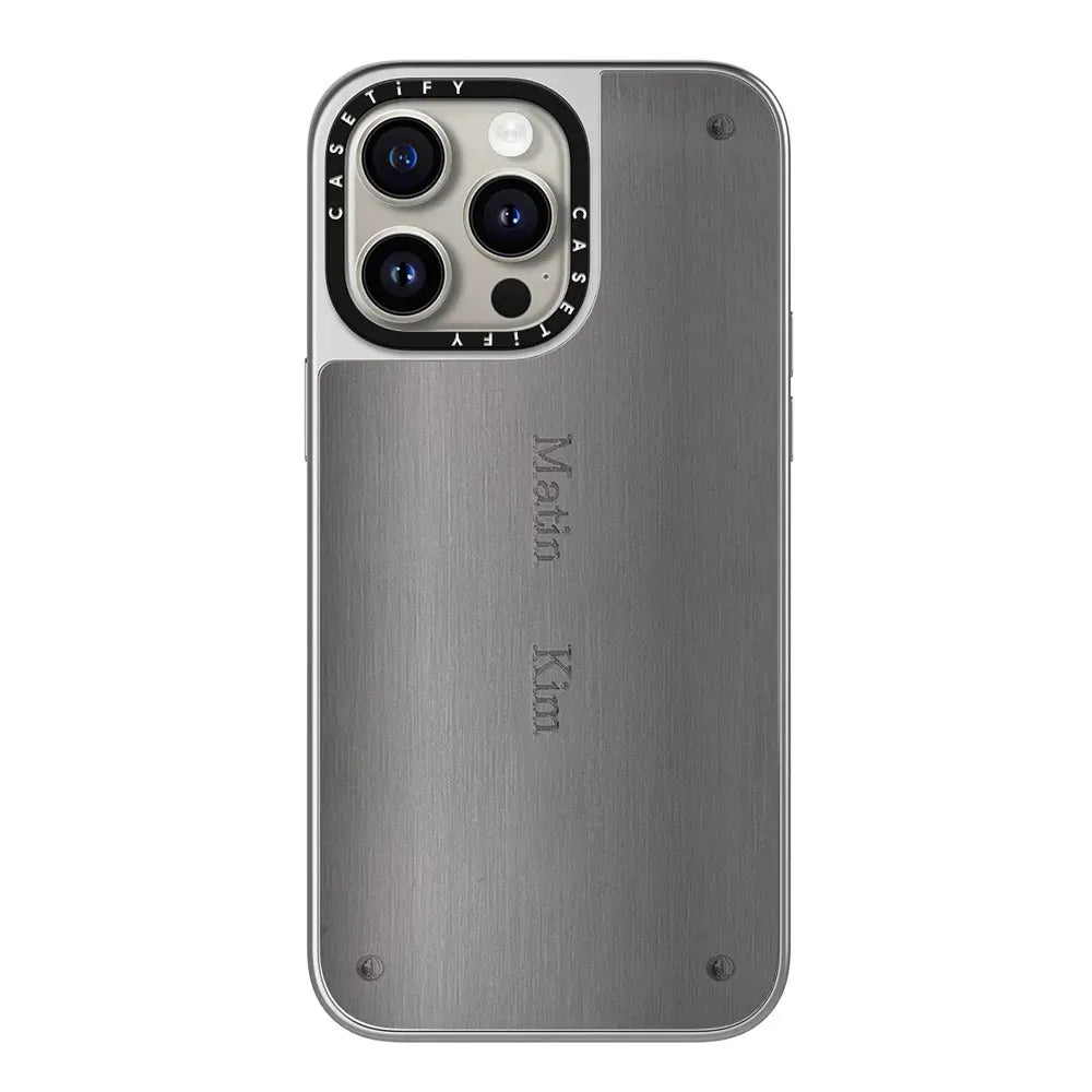 Silver mirror edge acrylic phone case for iPhone 15 Pro Max, mirror surface back, clear protective cover