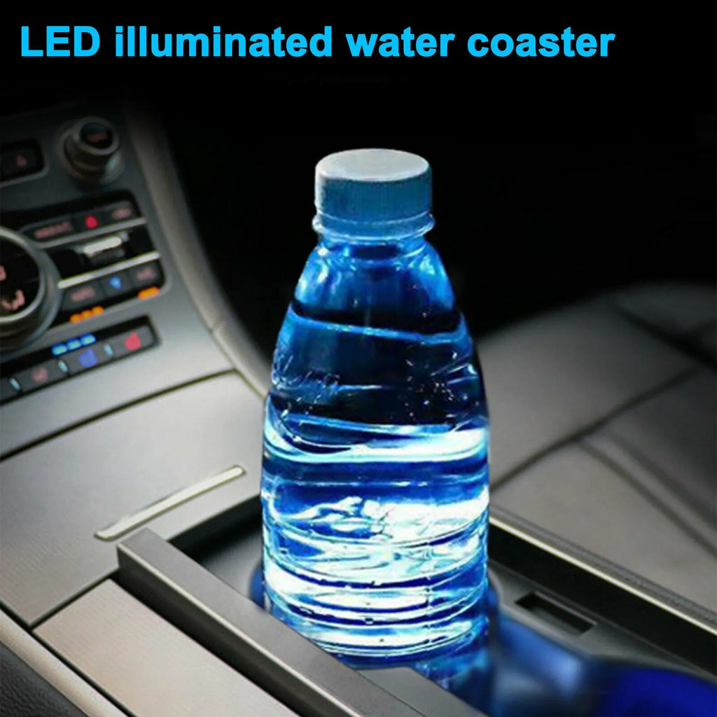 Pair of USB charging car cup holder water bottom mat coaster lights with acrylic build and smart sensor for GM models