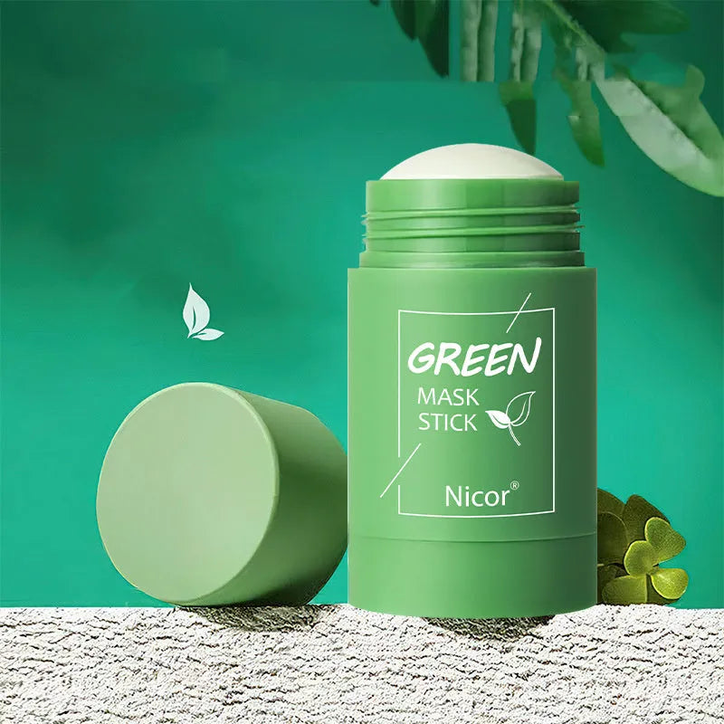 Green tea and eggplant solid cleansing mask sticks in stick format for oily skin care