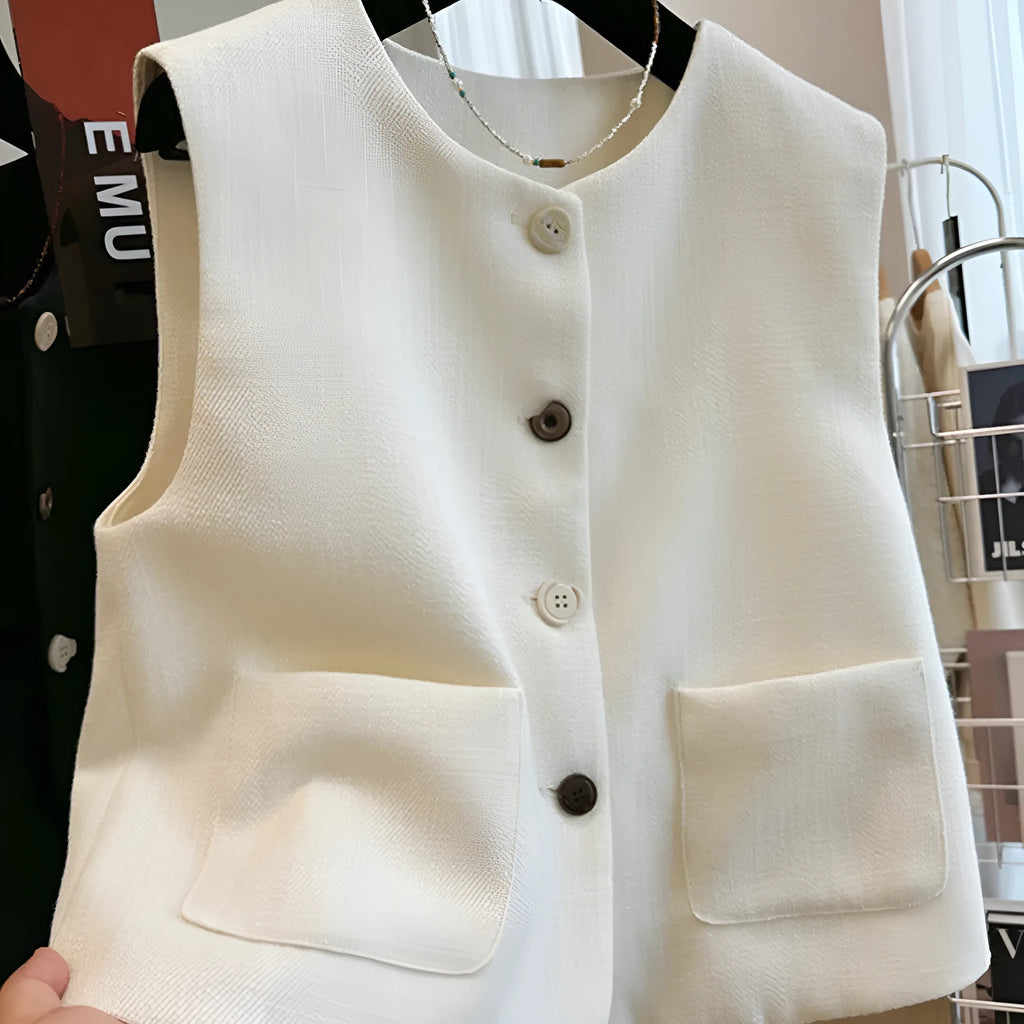 Womens round neck vest bandage dress in French style with sleeveless polyester construction