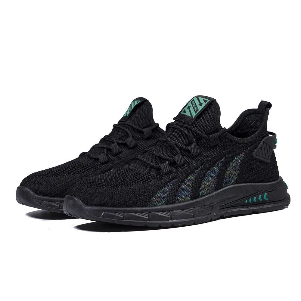 Low-top mesh sneaker in neutral colour with flat plastic sole, shown in student leisure style.