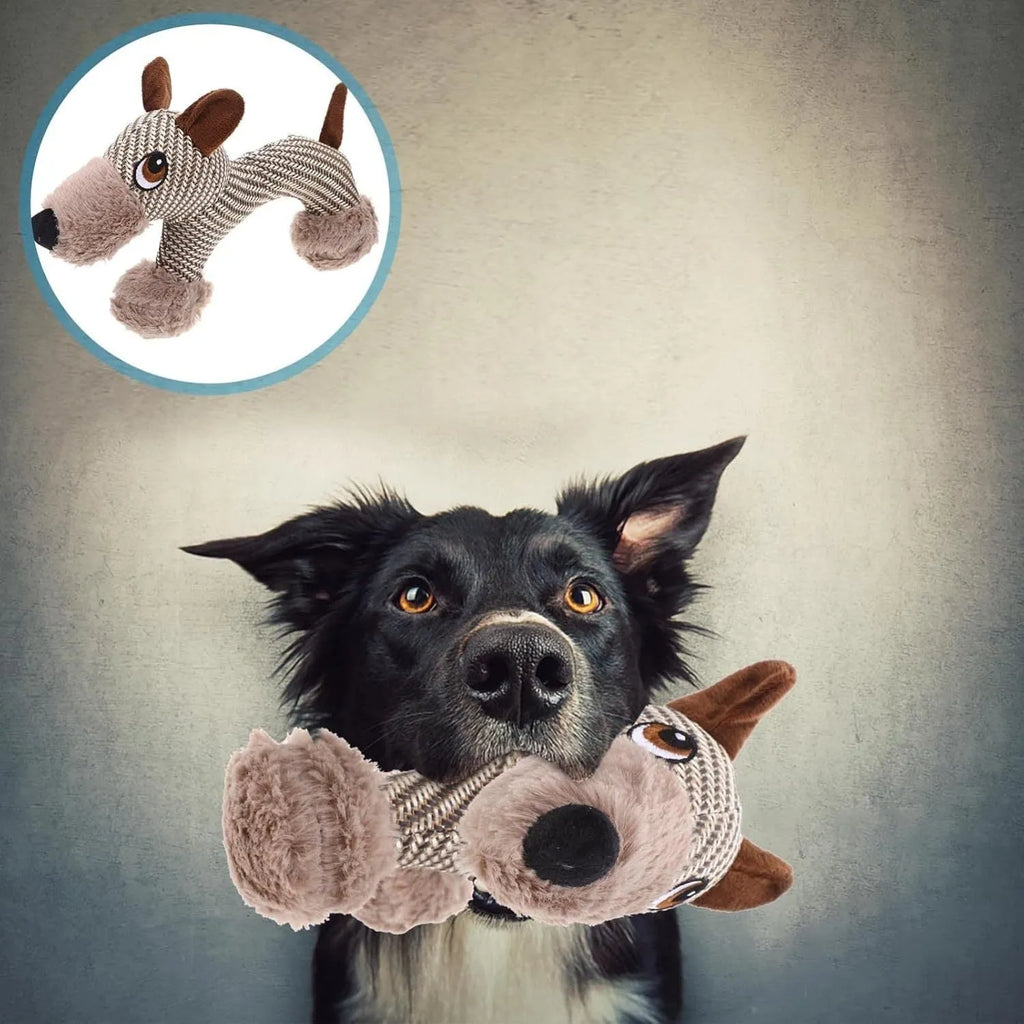Monkey and puppy design plush dog toys with squeakers for large dogs