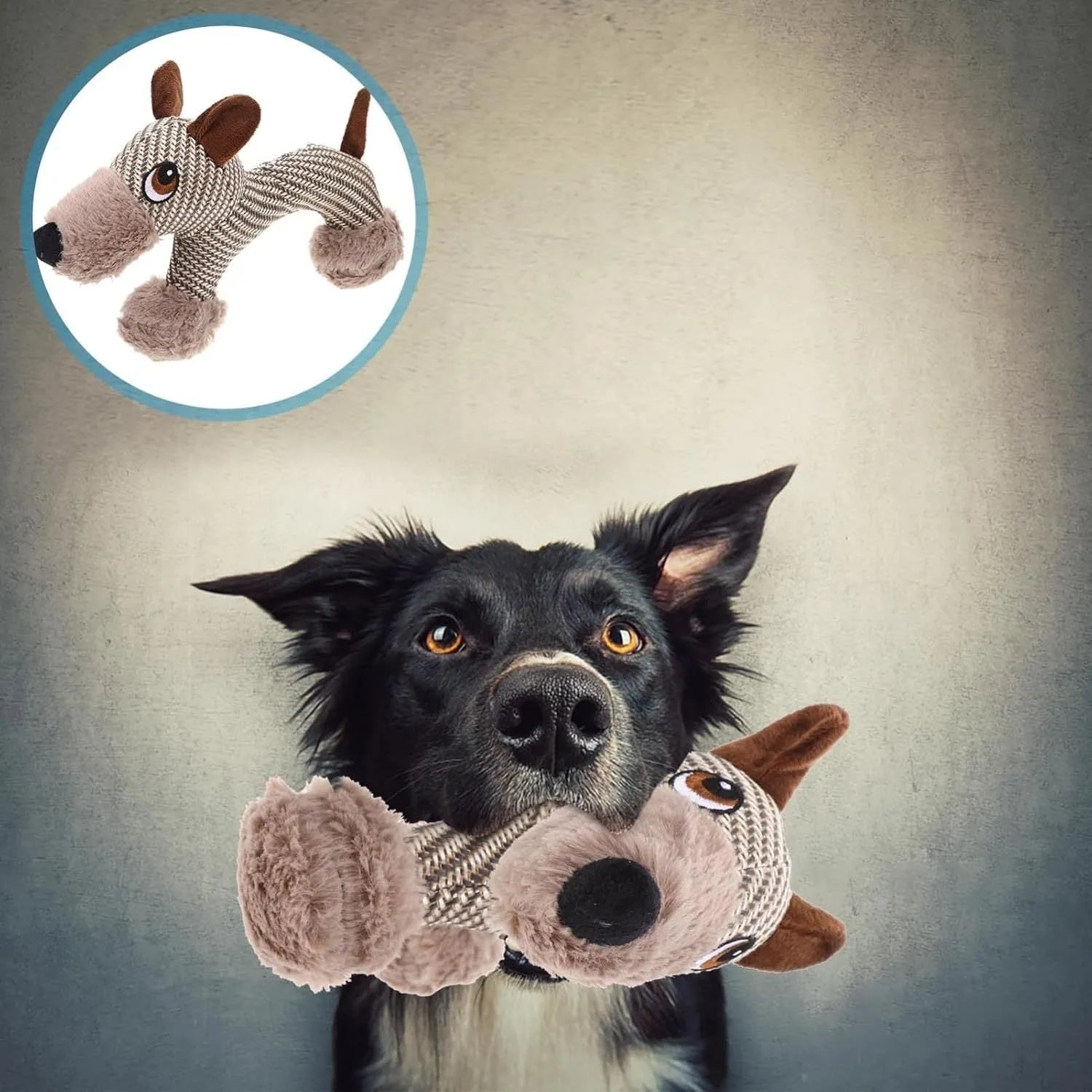 Monkey and puppy design plush dog toys with squeakers for large dogs
