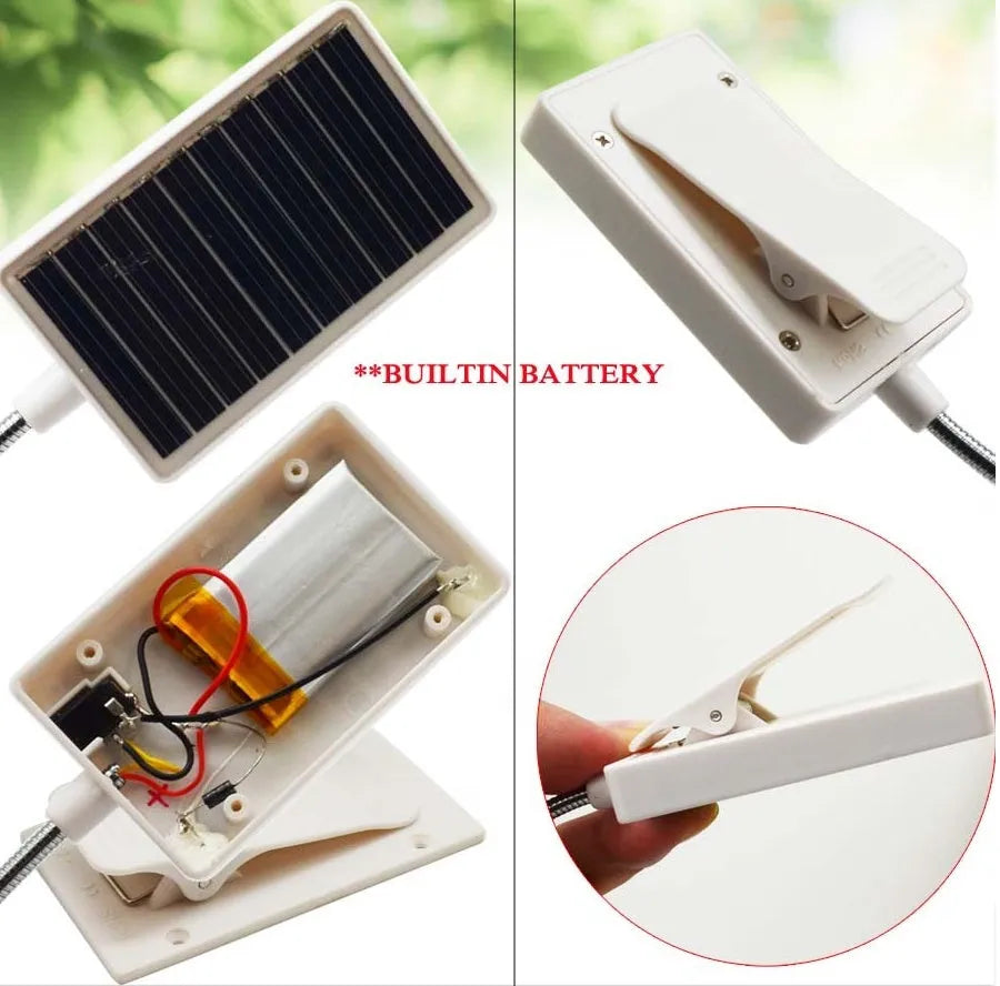 White plastic solar garden lamp with solar panel on top for outdoor pathway lighting.