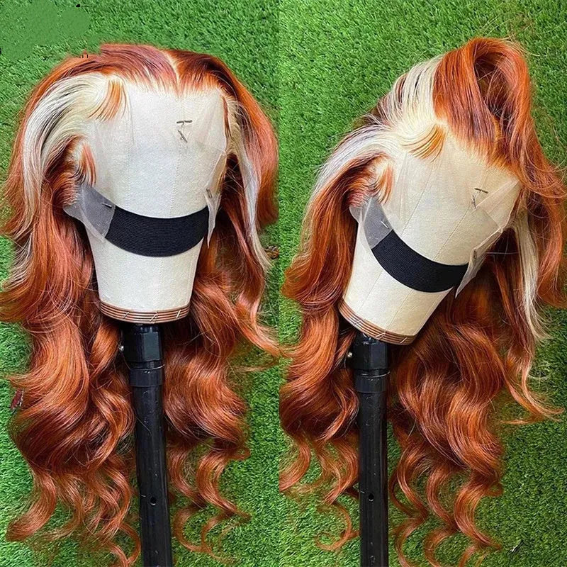 4x4 hand woven human hair wig with 613 highlights, medium long, 150% density