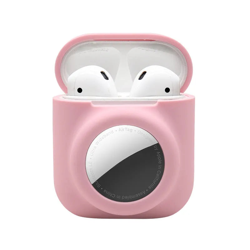 Silicone flip case for Apple AirTag shown in multiple colour options on a white background.