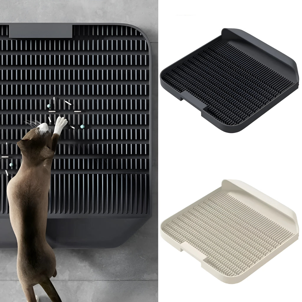 Large black cat litter pedal with slanted mouth design and non-slip foot pad measuring 37x37cm