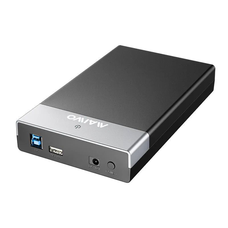 USB 3.0 hard disk enclosure for 3.5 inch SATA drives with sliding cover and multiple colour options