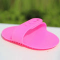 Elliptical plastic dog bath brush in blue 120x90x20mm set of hands shape for general dog grooming