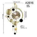 Gold iron mute wall clock small size A2616 for home decoration