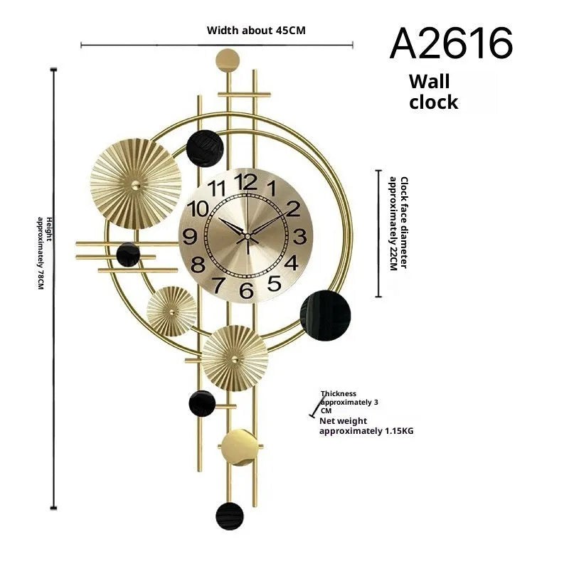 Gold iron mute wall clock small size A2616 for home decoration