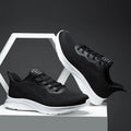Men's lace-up running shoes with mesh upper, low-top platform sole, solid colour design, spring casual wear