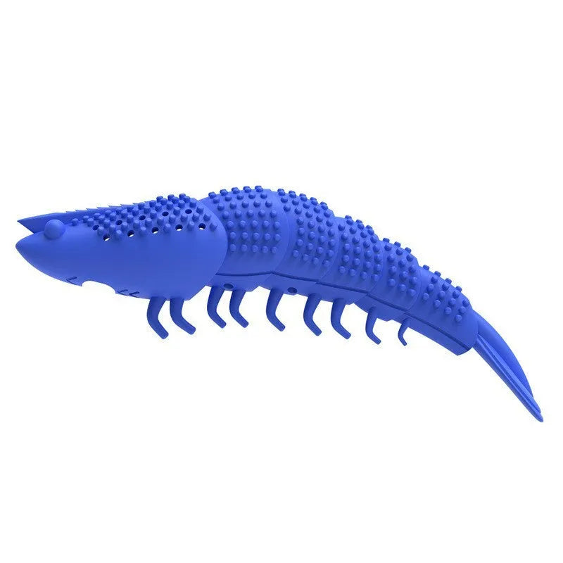 Blue hard rubber catnip toy with textured surface for feline teeth cleaning