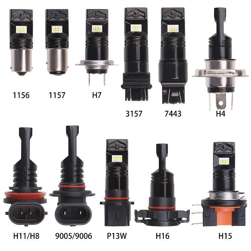 Automotive LED fog lamp headlights with 6 CSP light sources in aviation aluminium housing